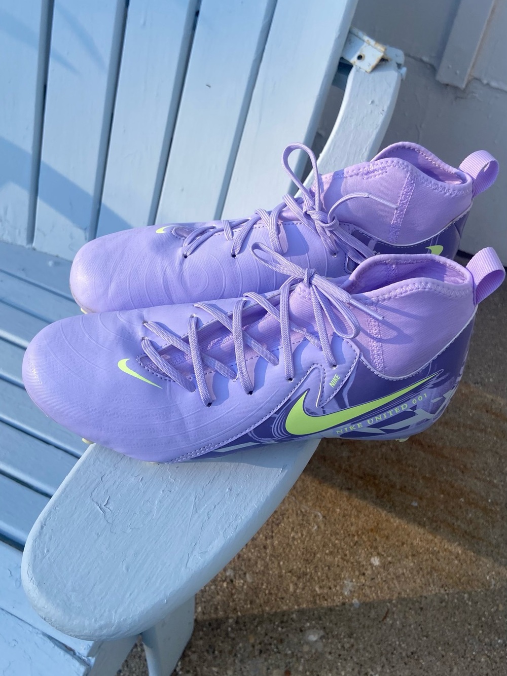 Nike United 001 Phantom Kids Lavender Cleats with Neon Yellow Swoosh